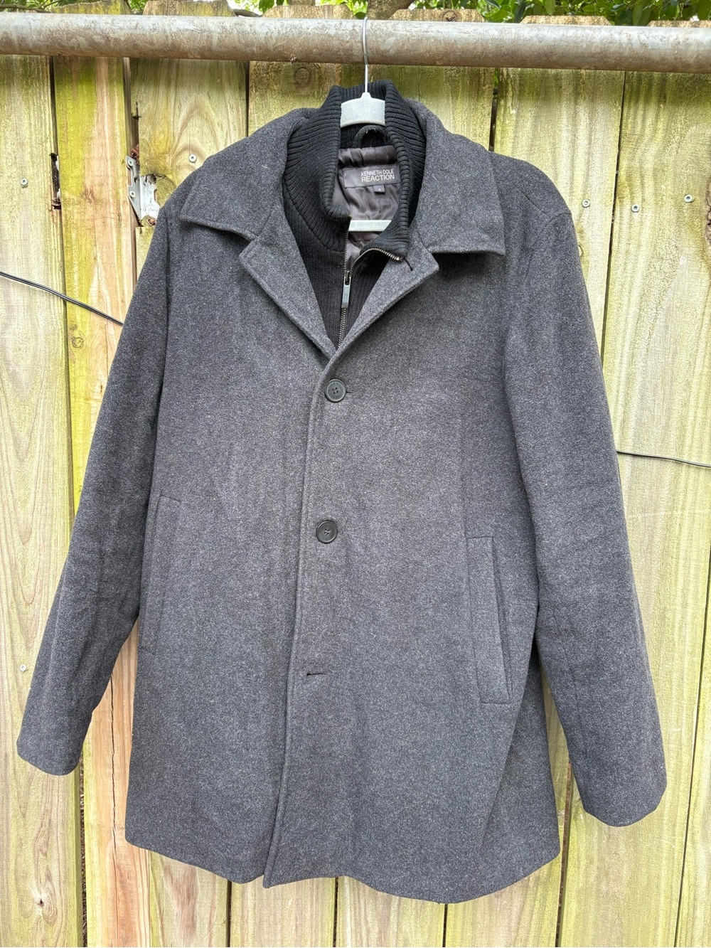 Kenneth Cole Charcoal Gray Wool-Blend Pea Coat